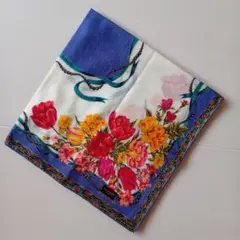 【未使用・シール付き】LANVINの色鮮やかな花柄ハンカチ 約52×52