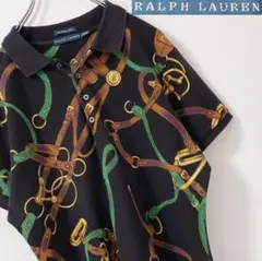 【XL】ラルフローレン・90s復刻・ハーネス(馬具)・総柄・ポロシャツ・半袖