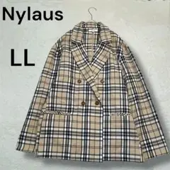 【美品】　ナイラス薄手ジャケット　ノバチェック　綿　レーヨン素材　大きいサイズ