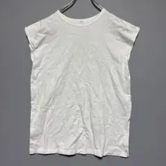 ローリーズファーム/ホワイト Tシャツ ノースリーブ　両サイドスリット入り