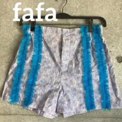fafa フェフェ　チュール付き　ショートパンツ　ハーフパンツ　ブルー　M