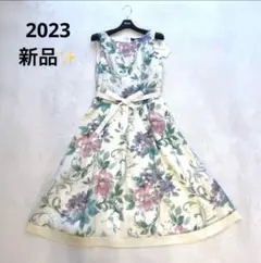 新品✨2023 エムズグレイシー 花柄ノースリーブフレアロングワンピース　ベルト