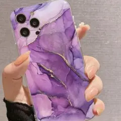 iPhone13 大理石柄 パープル マーブル柄