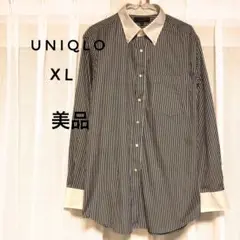 未使用　UNIQLO FINE CLOTH SHIRT XLサイズ青白ストライプ