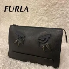【美品】 【FURLA】フルラ ユリッセ モンスター レザー クラッチバック