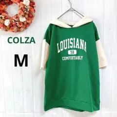 美品☆コルザ　フード付き　半袖　Tシャツ　グリーン　ホワイト　M