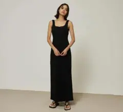 即発送♪ searoomlynn FitパッドRIBスクエアドレス ブラック　M