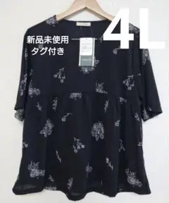 新品大きいサイズ　半袖チュニック　4L　花柄　8/11まで最終お値下げ