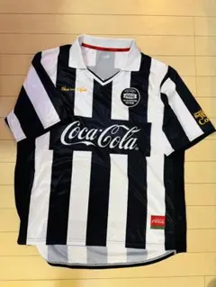コカコーラ 黒白ストライプ サッカー ゲームシャツ　Lサイズ