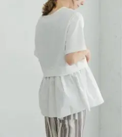美品items urban researchドッキング カットソー　ホワイト