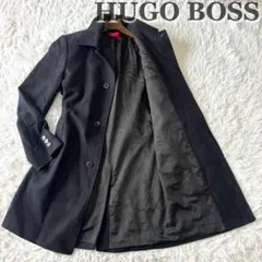HUGO BOSS ヒューゴボス 高級メルトンコート チェック柄 ダークネイビー