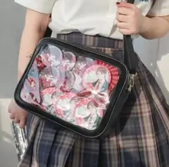クリア窓付き 痛バッグ ショルダータイプ／ブラック