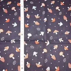 シーチング きのこ 紺 約108cm×100cm