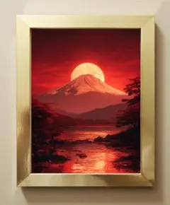 90　月光に照らされる赤富士☆静寂と再生の象徴【ヒーリング風景画】