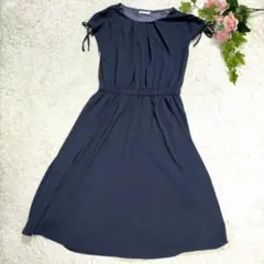 a.v.v ロングワンピース 半袖 ネイビー L a3799