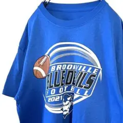 ブルーデビルズ フットボール BROOKVILLE Tシャツ ブルー青 古着
