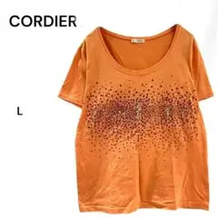 コルディア　Tシャツ　半袖カットソー　プリント　L　オレンジ