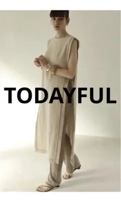 TODAYFUL パイピングロングベスト 麻 ノースリーブ ロングベスト 麻