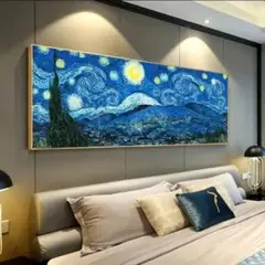 ゴッホ星月夜　アクリル画仕様キャンバス画ア－トフレ－ムなし 30cmx90cm