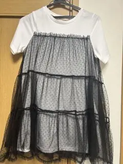 ems ドット柄レイヤード半袖Tシャツ