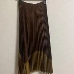 UNIQLO C プリーツカラーブロックスカート　ブラウン　XS