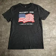 【OLD NAVY】星条旗　プリントTシャツ　ダークグレー　古着　ZSM1
