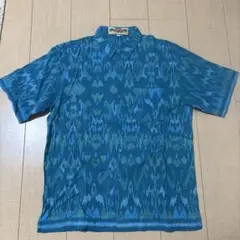 Brinese Original L メンズ 半袖シャツ ブルー 幾何学 アロハ