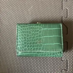 グリーン クロコダイル風 三つ折り財布