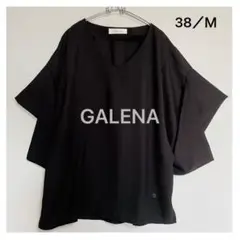 美品【GALENA ガレナ】黒Vネック 半袖シャツ 38/M 16500 とろみ