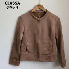 CLASSA クラッサ フェイクスエード ノーカラージャケット ブルゾン