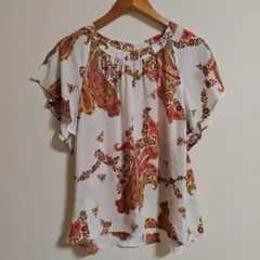 LIZ claiborne ペイズリー柄 半袖ブラウス L