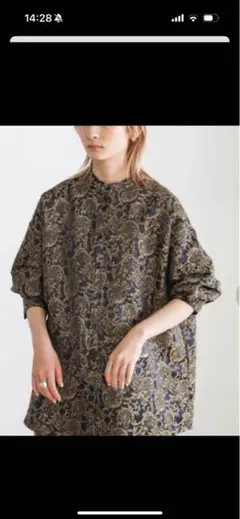 新品【SELECT MOCA】バンドカラーシャツ　総柄　M 秋　モード系