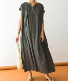 URBAN RESEARCH DOORS ギャザーワンピース カーキ