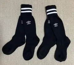 umbro サッカーソックス 黒 ストライプ19-21センチ　2セット