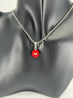 シルバー925 m&m`s ペンダントトップ チャーム / レッド
