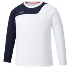 ミズノ　 Tシャツ(長袖) ホワイト×ディープネイビー Mizuno