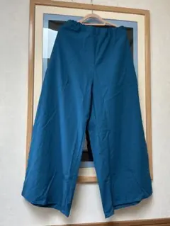 【ハンドメイド‼️リネン‼️ワイドパンツ‼️】ターコイズブルー‼️フリーサイズ‼️夏‼️