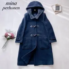 ミナペルホネン nordic moss ノルディックモス ウール ダッフルコート ミナペルホネン nordic moss ロング ダッフルコート ネイビー 36
