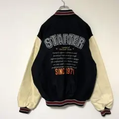 【状態良好】スターター オールド スタジャン 袖レザー キルティング 黒