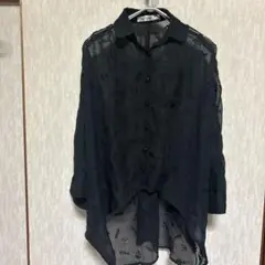Dig Deep ブラック シースルースカル柄シャツ y2k