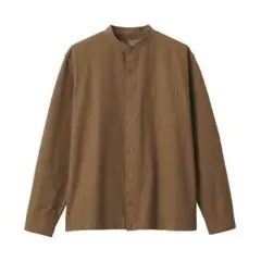 無印良品 洗いざらし オックススタンドカラーシャツ ブラウン