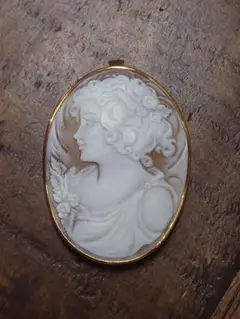 カメオ k18 ブローチ cameo ネックレストップ 2way 金 CAMEO