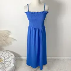 H&M キャミソール ロングワンピース シャーリング ブルー EUR:L