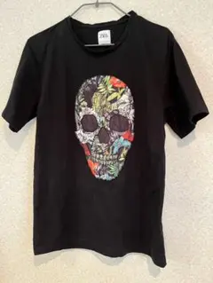 ZARA スカルプリント ブラックTシャツ