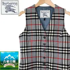 サイズS★Burberrys★ノバチェック柄ウールベスト グレー T2211