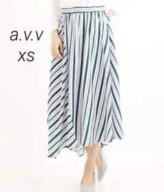 アーヴェヴェ ストライプ　フレア　スカート　膝丈　XS