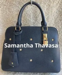 良品✨Samantha Thavasa サマンサタバサ　レザー　ハンドバッグ　紺