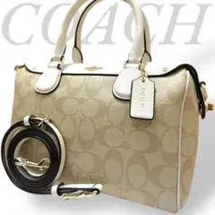 【値下げ】COACH ショルダーバッグ 2way ピンクゴールド　F36702 COACH コーチ F36702 2WAY シグネチャー ハンドバッグ PVC