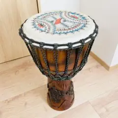 【匿名配送】デザイン付 ジャンベ 約65×33cm 大型 打楽器 アフリカ 民族