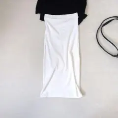 【ZARA/ザラ】ニットロングタイトスカート『S』ホワイト　ウエストゴム